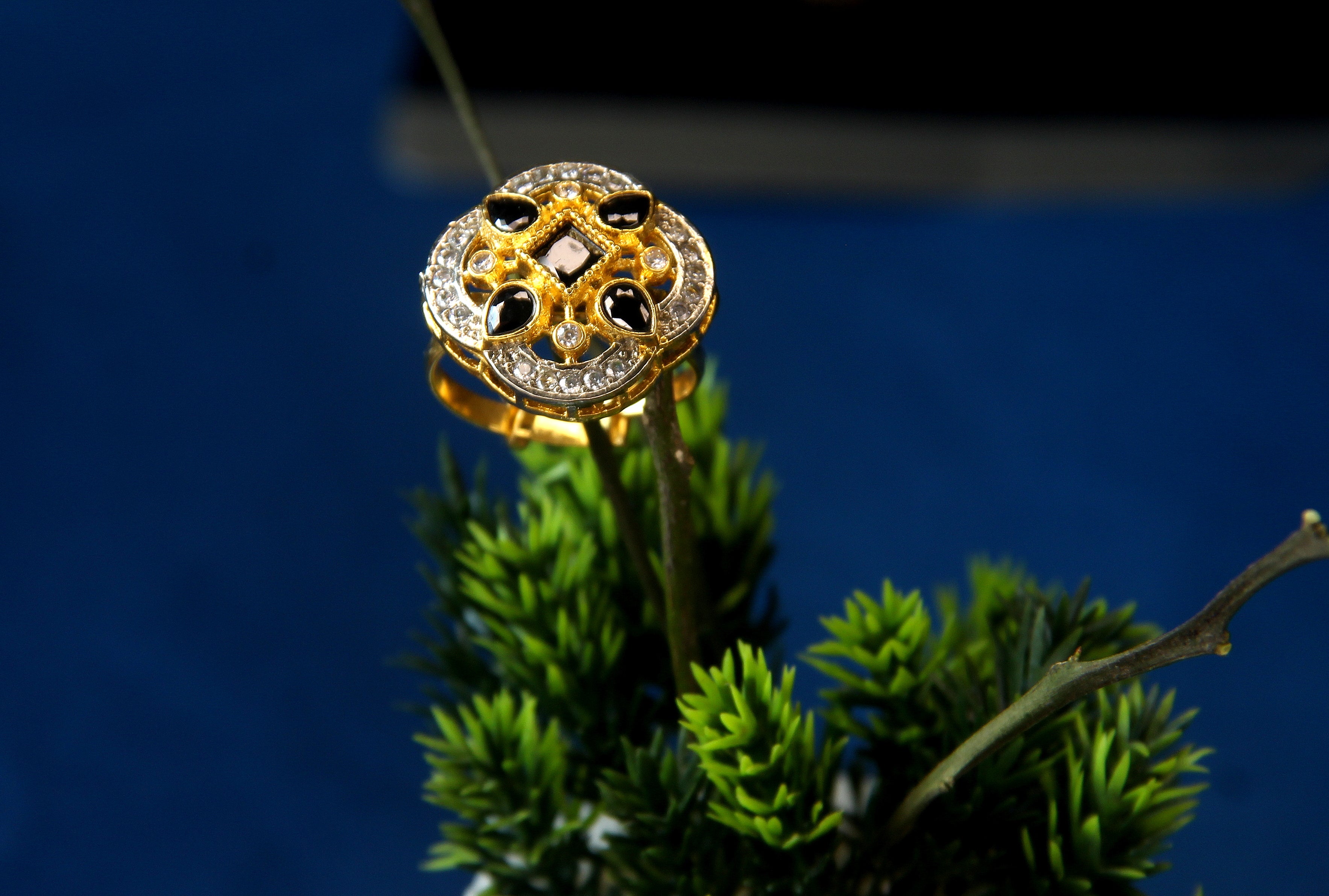 Black Stone Pendant Set with Matching Earrings & Ring