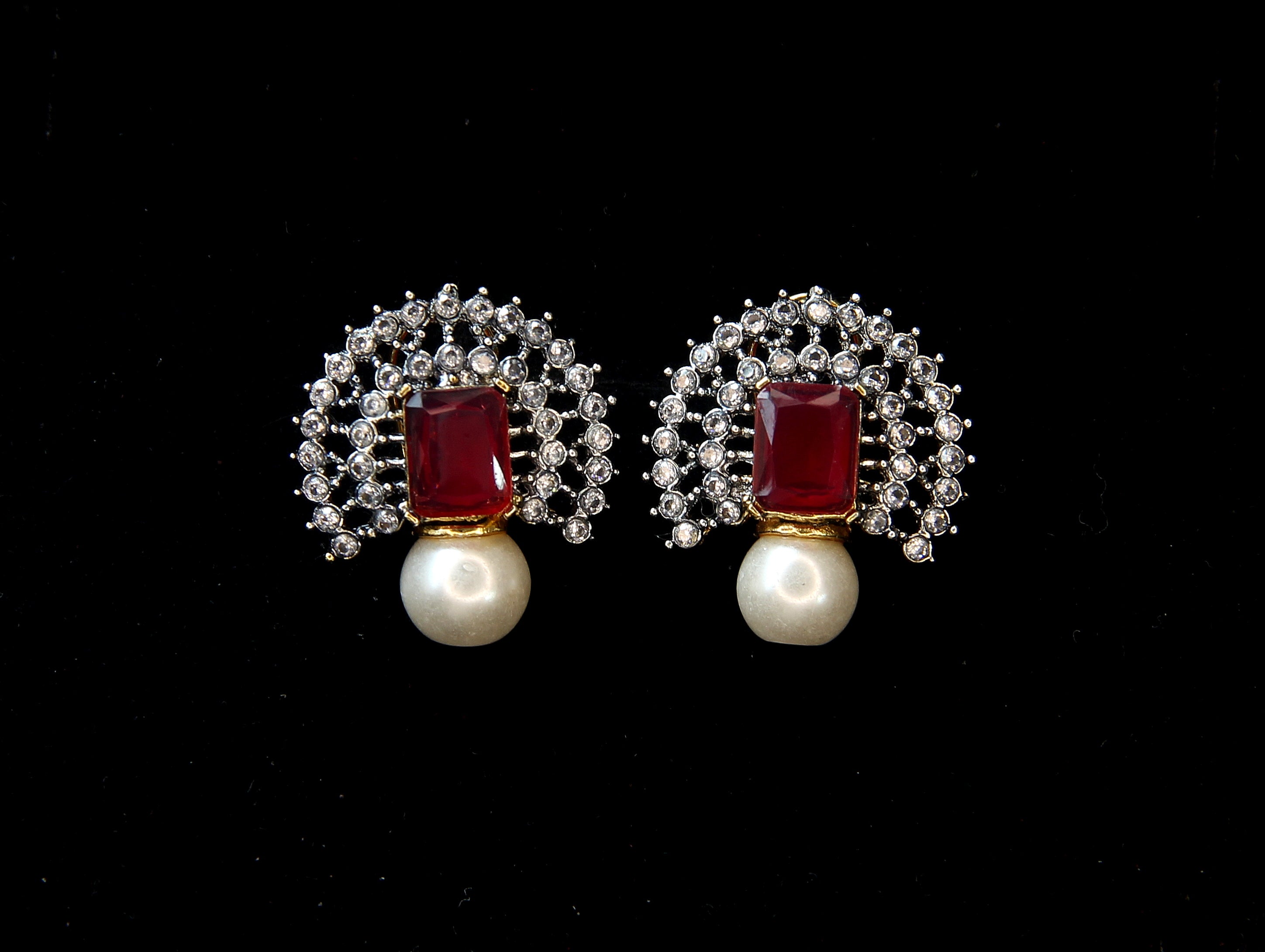 Premium Quality Green Stud Earrings | Ethnic Jewellery