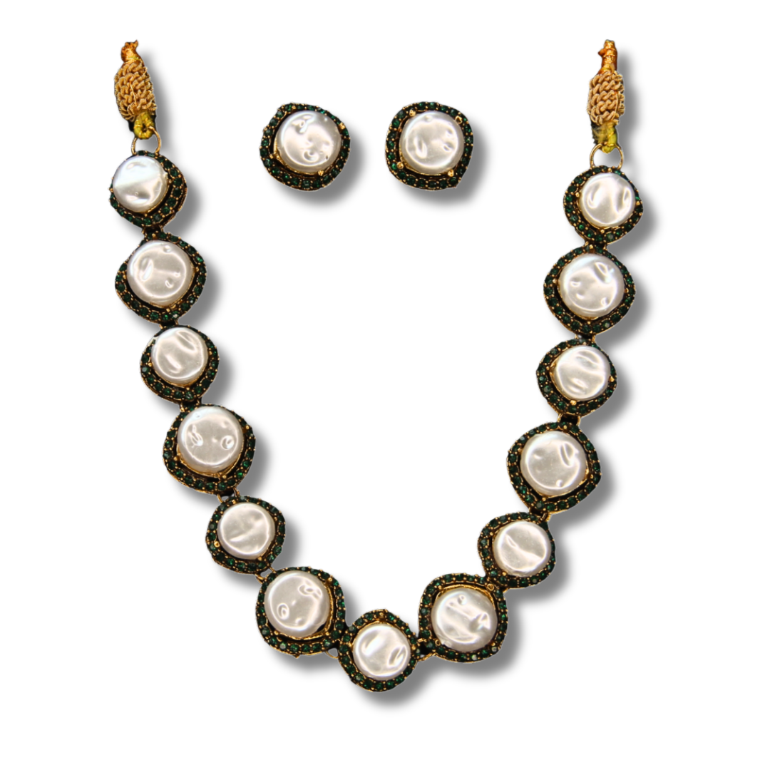 Handcrafted Turkish Pearl Necklace Jewelry Set | Festive Jewellery