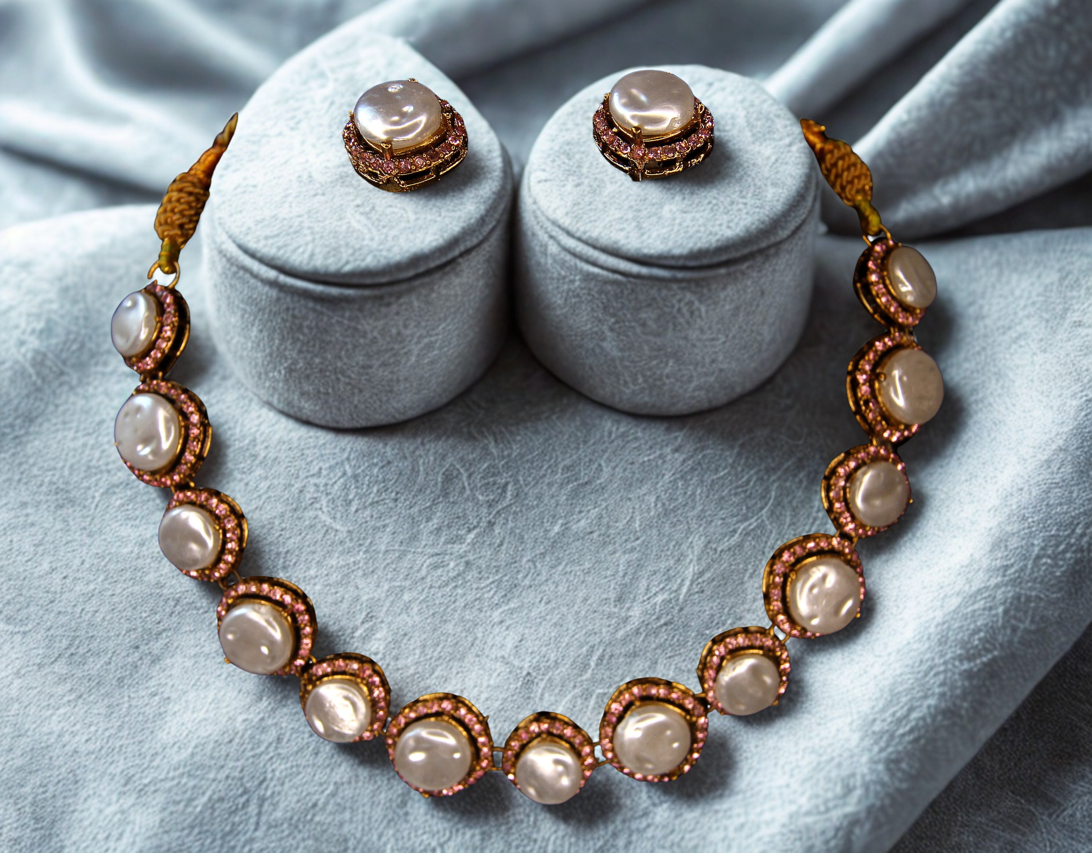 Handcrafted Turkish Pearl Necklace Jewelry Set | Festive Jewellery