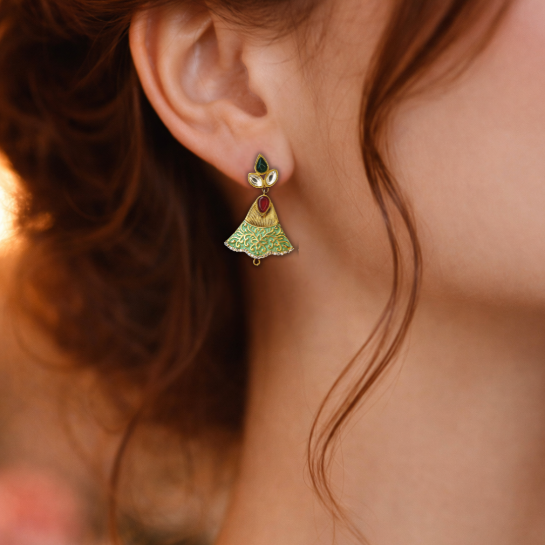 Premium earrings, vintage jewelry, Bell shaped earrings, floral wedding jewelry
