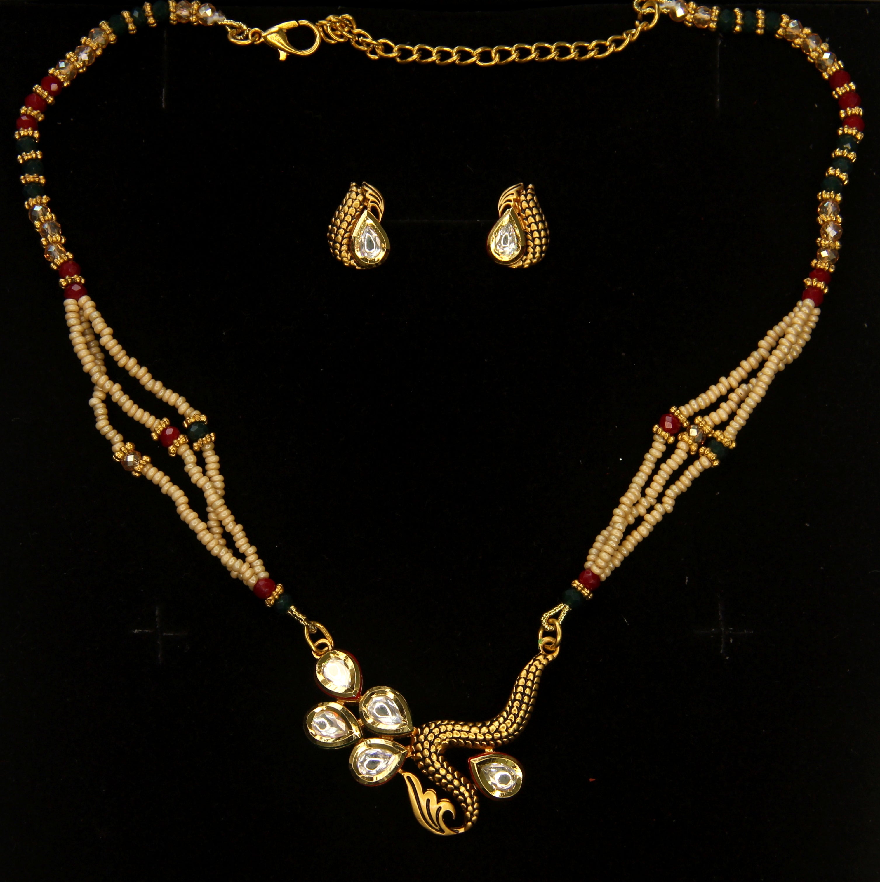 Pearl Mala Set for Women – Multi Layer Necklace Set with Pendant & Earrings | Gold Plated Bridal Party Wear Jewelry