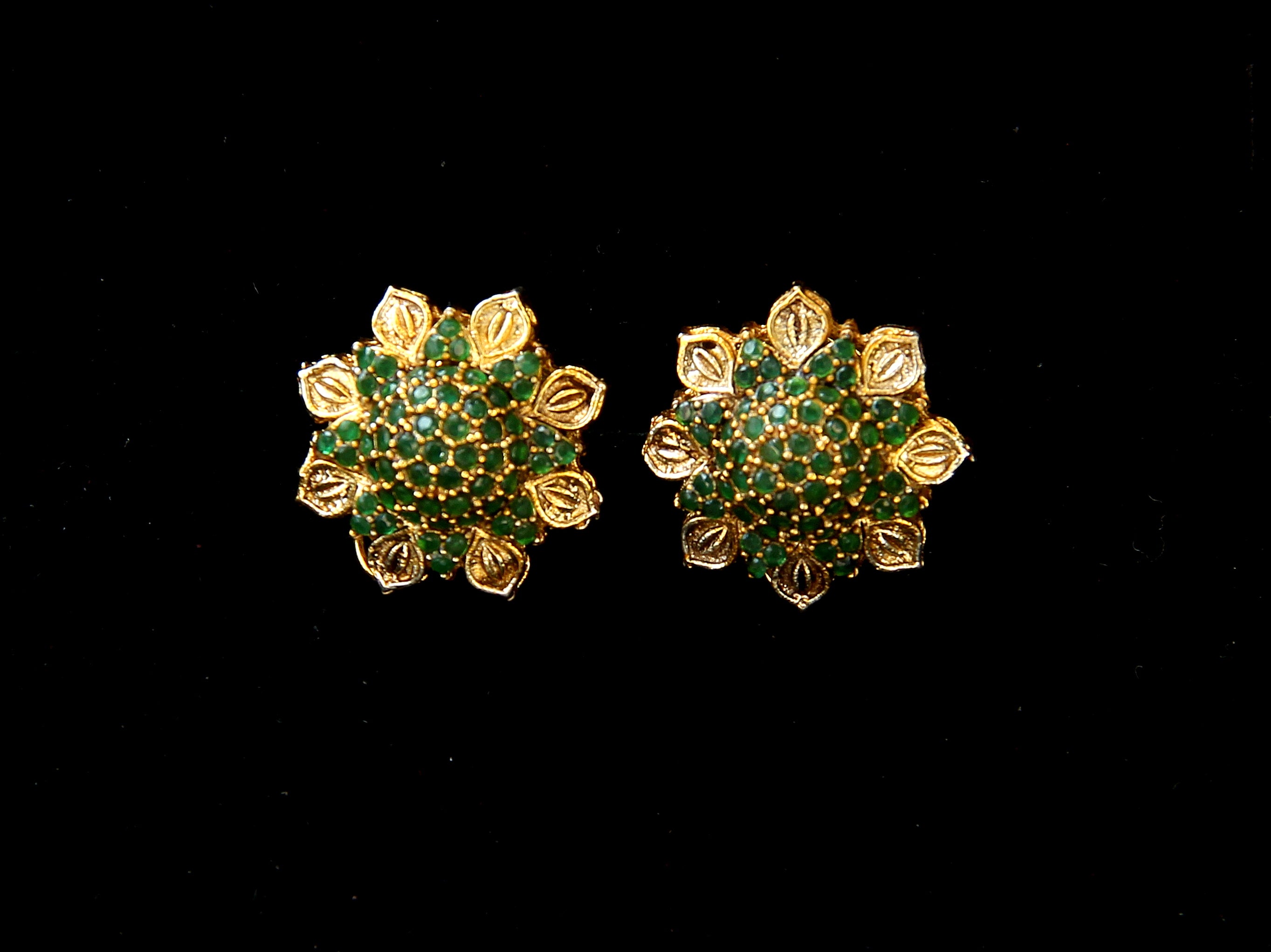 Premium Quality Green Stud Earrings | Ethnic Jewellery