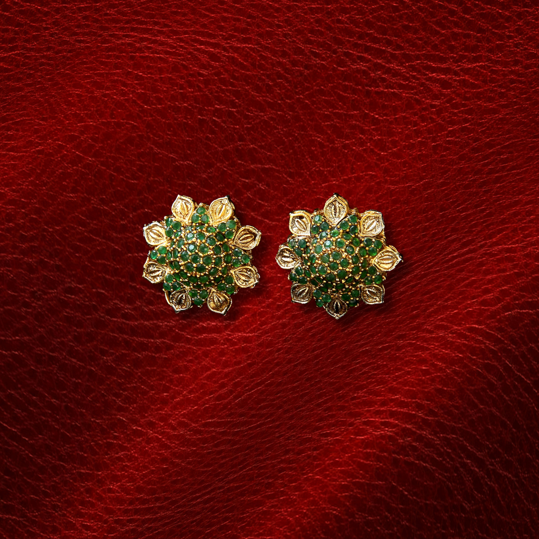 Premium Quality Green Stud Earrings | Ethnic Jewellery