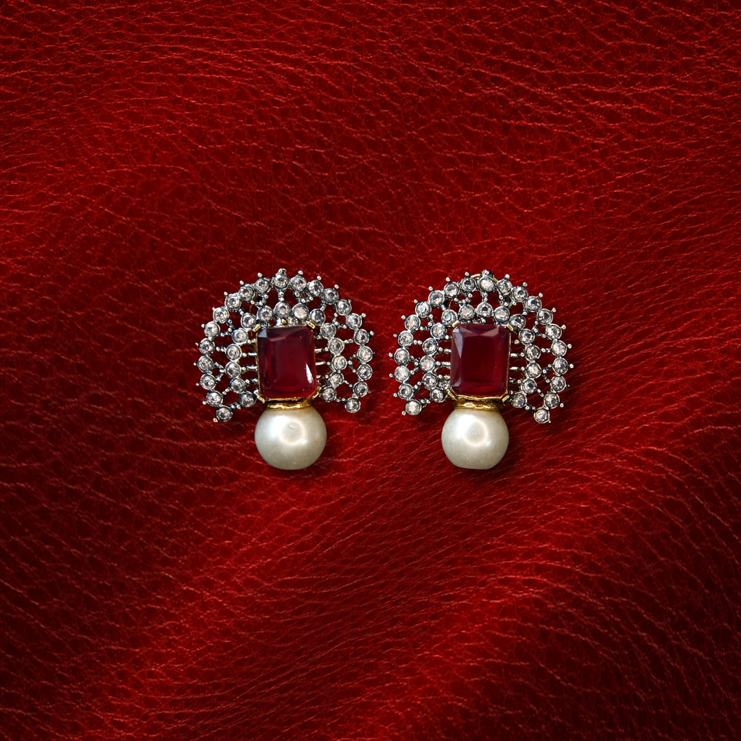 Premium Quality Green Stud Earrings | Ethnic Jewellery