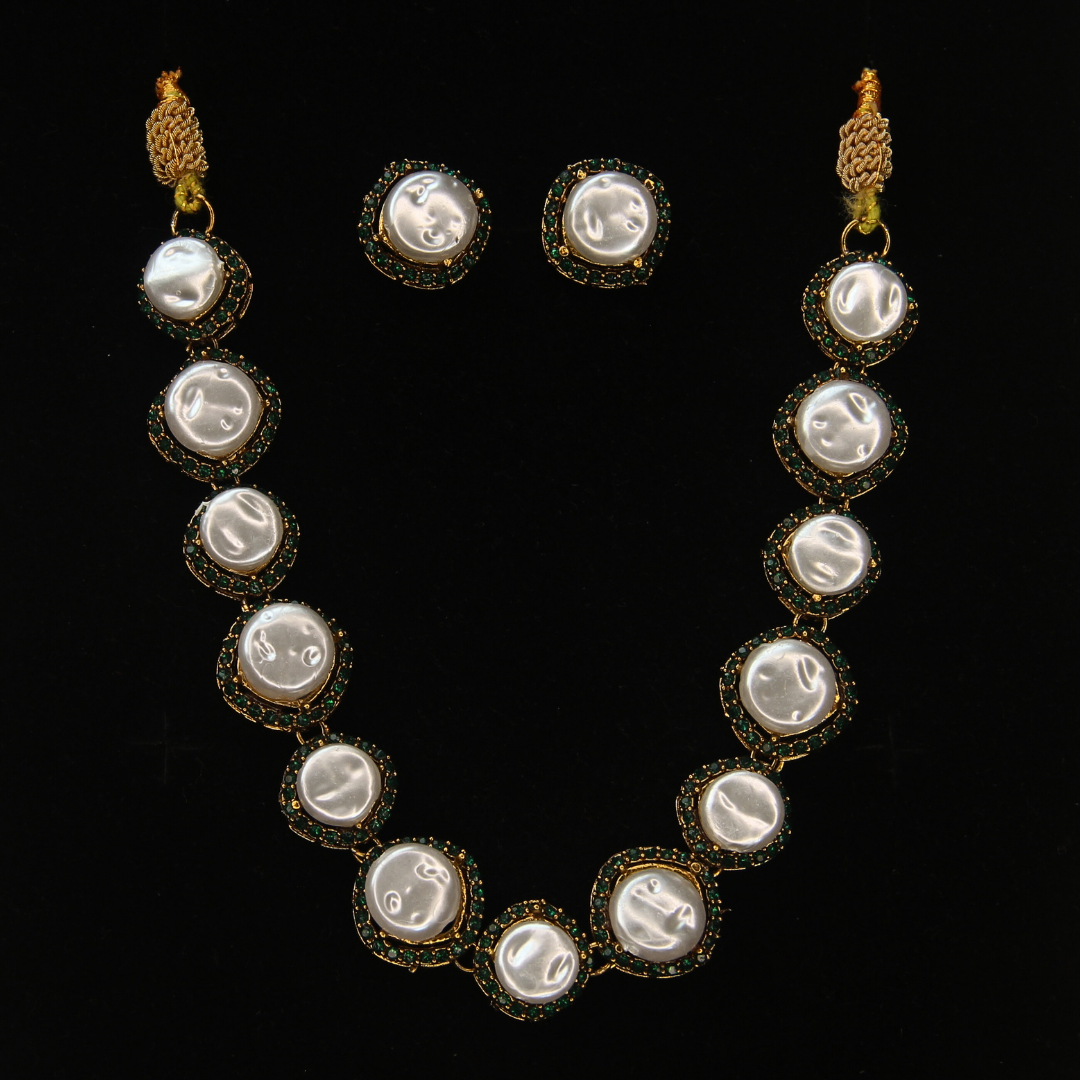 Handcrafted Turkish Pearl Necklace Jewelry Set | Festive Jewellery