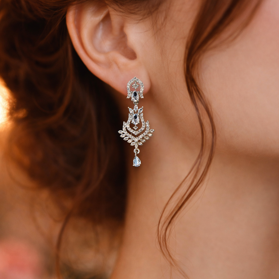 Silver Floral Imitation Earrings